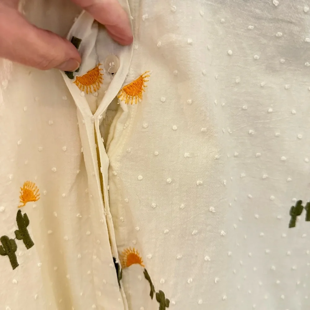 MADEWELL 100% Cotton Cactus Hilltop embroidered short sleeve lightweight blouse - Picture 6 of 12